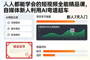 人人都能学会的短视频全能精品课,自媒体新人利用AI弯道超车-副业资源站