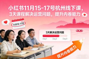 小红书11月15-17号杭州线下课,3天课程解决运营问题,提升内卷能力【音频+PPT图片】-副业资源站