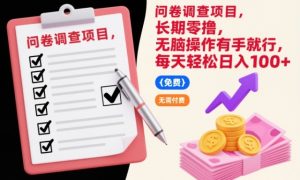 问卷调查项目，长期零撸，无脑操作有手就行，每天轻松日入100+【揭秘】-副业资源站