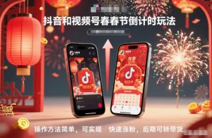抖音和视频号，春节倒计时玩法，操作方法简单，可实现快速涨粉，后期可转带货-副业资源站
