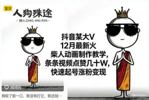 抖音某大V12月最新火柴人动画制作教学,条条视频点赞几十W,快速起号涨粉变现-副业资源站