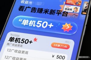 看广告賺米新平台，收益高，单机50+，推广收益更高，3天賺了1.4k【揭秘】-副业资源站