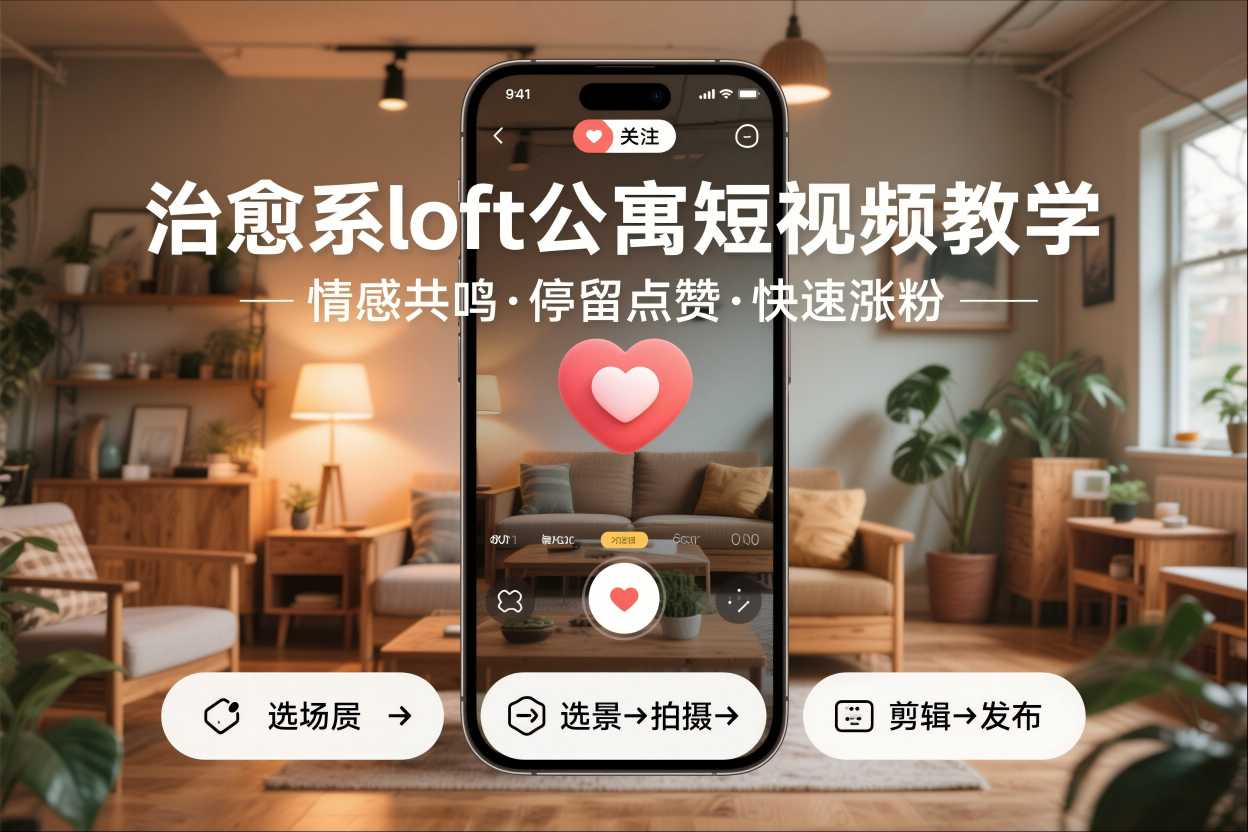 治愈系loft公寓短视频制作教学，情感共鸣引停留点赞关注，快速起号涨粉-副业资源站