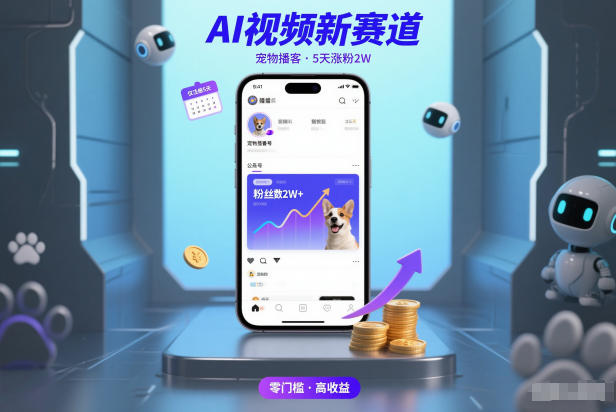 AI视频新赛道，宠物播客仅注册5天涨粉2W，收益非常可观-副业资源站