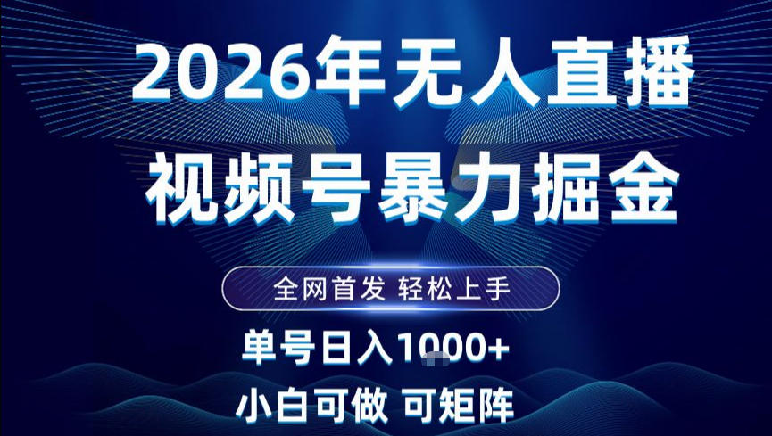 2026最新视频号无人直播掘金，全网首发，小白可以玩，长期稳定日入1k+【揭秘】-副业资源站