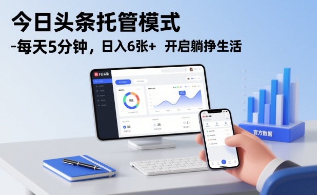 今日头条托管模式，每天5分钟，日入6张+，开启躺挣生活【揭秘】-副业资源站