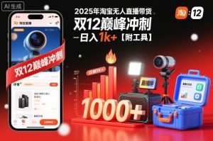 2025年淘宝无人直播带货，冲刺双12，日入1k+【附工具】【揭秘】-副业资源站