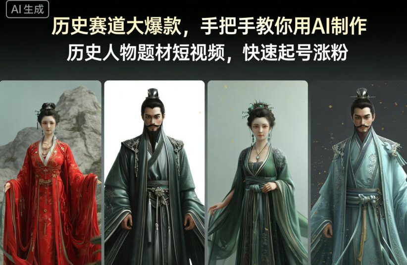 历史赛道大爆款，手把手教你用AI制作历史人物题材短视频，快速起号涨粉-副业资源站