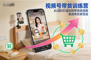 视频号带货训练营，从0到1打造你的带货变现路，低成本在家创业-副业资源站