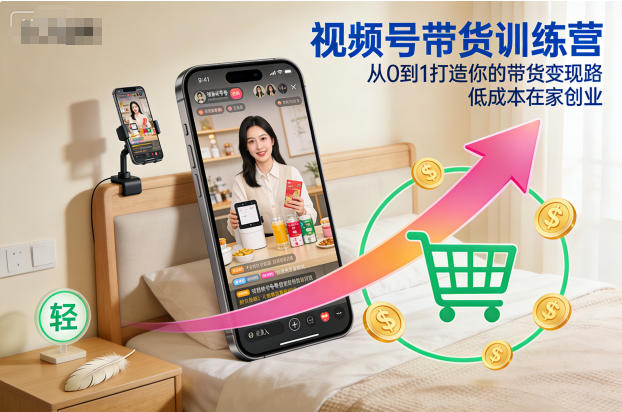 视频号带货训练营，从0到1打造你的带货变现路，低成本在家创业-副业资源站