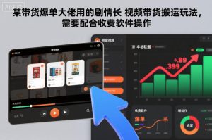 某带货爆单大佬用的剧情长视频带货搬运玩法，需要配合收费软件操作-副业资源站