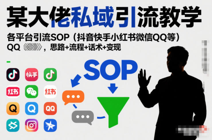 某大佬私域引流教学，各平台引流SOP（抖音快手小红书微信QQ等），思路+流程+话术+变现-副业资源站