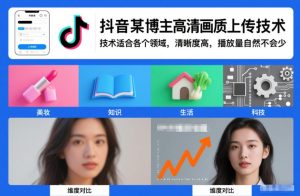 抖音某博主视频高清画质上传技术，技术适合各个领域，清晰度高，播放量自然不会少-副业资源站