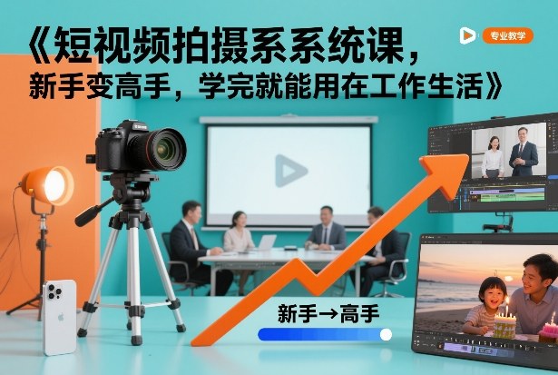 短视频拍摄系统课，新手变高手，学完就能用在工作生活-副业资源站