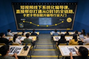 短视频线下系统化编导课，直接帮你打通从0到1的全链路，手把手带你敲开编导行业大门-副业资源站