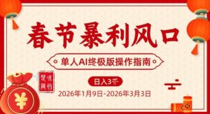 春节暴利风口项目，单人AI落地翻身终极版实操-副业资源站