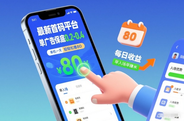 最新首码平台，单广告保底0.2-0.4，单机一天轻松撸80，早入场早賺米【揭秘】-副业资源站