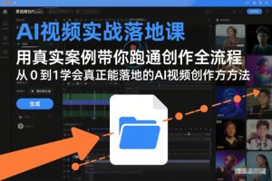 AI视频实战落地课，用真实案例带你跑通创作全流程，从0到1学会真正能落地的AI视频创作方法-副业资源站