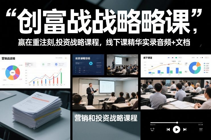 创富战略课，赢在重注时刻，营销和投资战略课程，线下课精华实录音频+文档-副业资源站