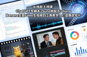 AI电影大师课：ChatGPT写脚本+Suno做配乐+Nano Banana生图+Veo生视频，打造爆款短片-副业资源站