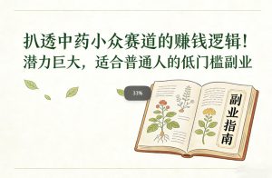 扒透中药小众赛道的賺米逻辑，潜力巨大，适合普通人的低门槛副业-副业资源站