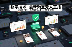 独家技术！最新淘宝无人直播：无违规不封号，矩阵操作日入1K+，长期稳定变现【揭秘】-副业资源站