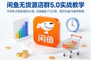 闲鱼无货源店群5.0实战教学，不补单，不投流，每天5小时，在闲鱼卖了几万单，每月5k到7k的净利润-副业资源站