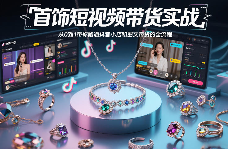 首饰短视频带货实战，从0到1带你跑通抖音小店和图文带货的全流程-副业资源站