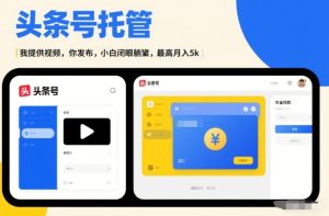 头条号AI托管，我提供视频，你发布，小白闭眼躺賺，最高月入5k+【揭秘】-副业资源站