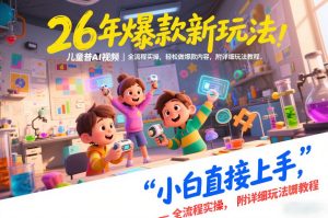 26年爆款新玩法，儿童科普AI视频，全流程实操，轻松做爆款内容，小白直接上手，附详细玩法教程-副业资源站