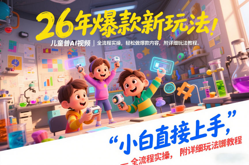 26年爆款新玩法，儿童科普AI视频，全流程实操，轻松做爆款内容，小白直接上手，附详细玩法教程-副业资源站