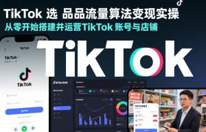 TikTok选品流量算法变现实操，从零开始搭建并运营TikTok账号与店铺-副业资源站