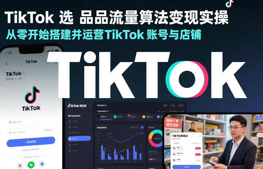 TikTok选品流量算法变现实操，从零开始搭建并运营TikTok账号与店铺-副业资源站