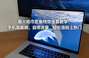 爆火纸巾变鱼特效全套教学！手机就能做，自带流量，轻松涨粉上热门-副业资源站