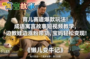 育儿赛道爆款玩法！成语寓言故事短视频教学，边教娃边涨粉带货，宝妈轻松变现！-副业资源站