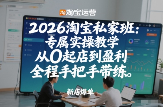2026淘宝私家班：专属实操教学，从0起店到盈利，全程手把手带练-副业资源站