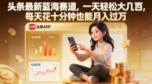头条最新蓝海赛道，一天轻松大几张，每天花十分钟也能月入过1W【揭秘】-副业资源站