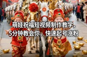 萌娃祝福短视频制作教学，5分钟教会你，快速起号涨粉-副业资源站