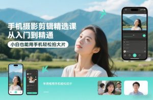 手机摄影剪辑精选课，从入门到精通，小白也能用手机轻松拍大片-副业资源站