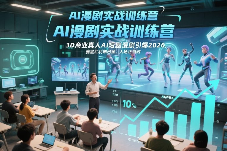 AI漫剧实战训练营，3D商业真人AI短剧漫剧引爆2026，流量红利期已至，入场正当时-副业资源站