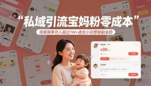 私域引流宝妈粉零成本流程简单月入超过1W+适合小白想做副业的-副业资源站