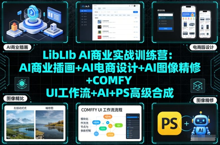 LibLIb AI商业实战训练营：AI商业插画+AI电商设计+AI图像精修+COMFY UI工作流+AI+PS高级合成-副业资源站
