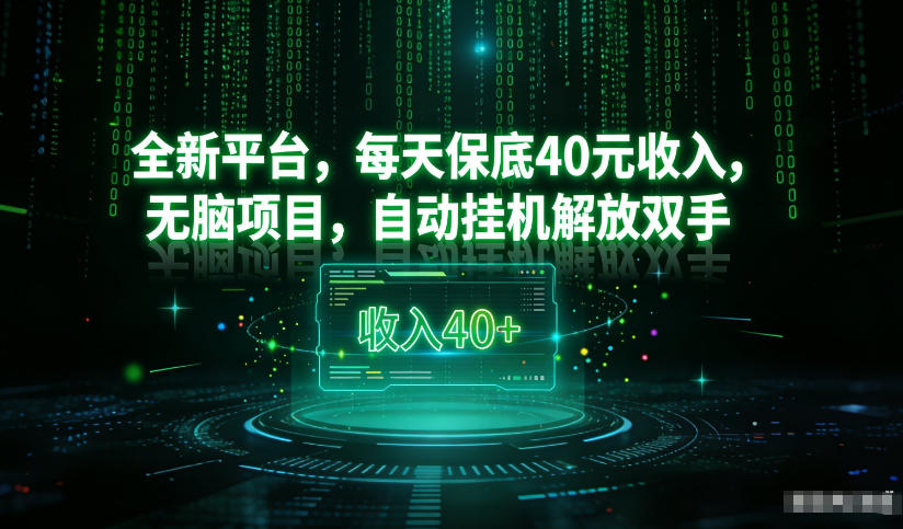 最新看广平台，每天保底30-4米，无脑项目，自动挂G解放双手【揭秘】-副业资源站
