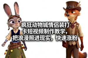 疯狂动物城情侣装打卡短视频制作教学，把浪漫照进现实，快速涨粉-副业资源站