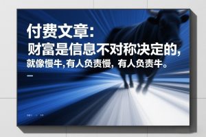 付费文章：财富是信息不对称决定的，就像慢牛，有人负责慢，有人负责牛-副业资源站