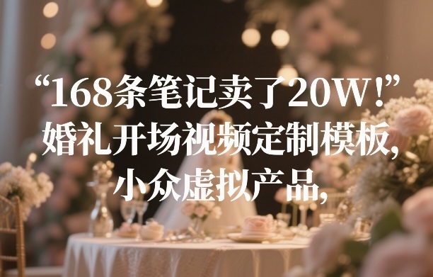 168条笔记卖了20W！婚礼开场视频定制模板，小众虚拟产品-副业资源站