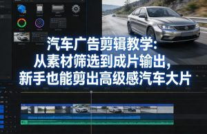 汽车广告剪辑教学：从素材筛选到成片输出，新手也能剪出高级感汽车大片-副业资源站