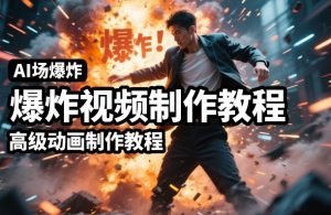 AI场景爆炸视频制作教程，利用人物实拍视频制作出高级的动画特效-副业资源站