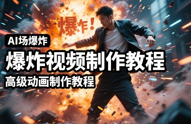 AI场景爆炸视频制作教程，利用人物实拍视频制作出高级的动画特效-副业资源站