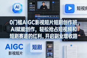 0门槛AIGC影视短片短剧创作班,AI赋能创作,轻松抢占短视频和短剧赛道的红利,开启副业增收路-副业资源站